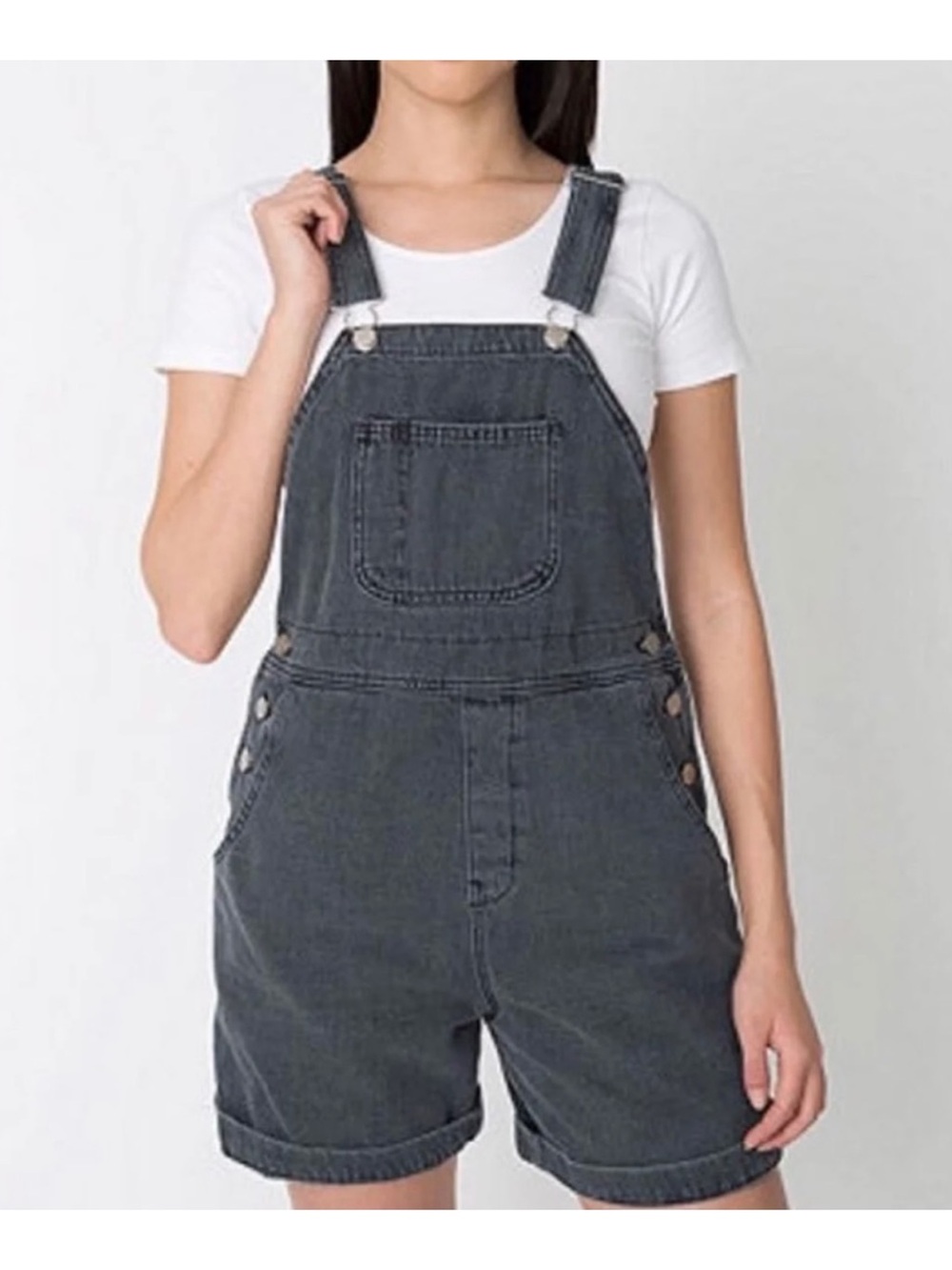 American Apparel washed black overalls